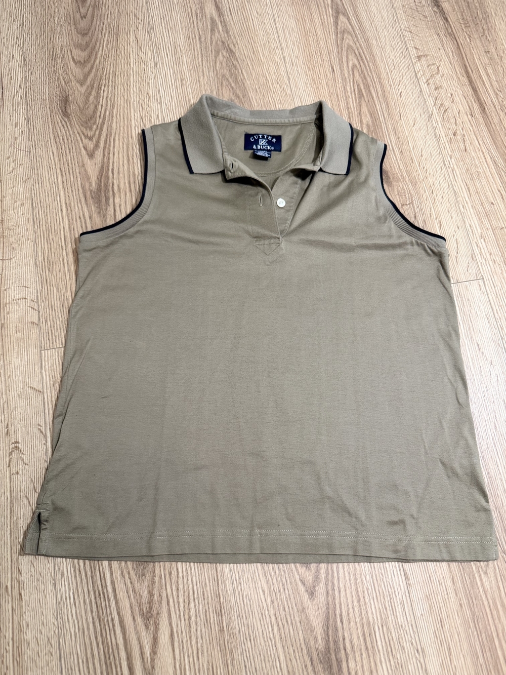Cutter & Buck Olive Sleeveless Polo with Navy Piping